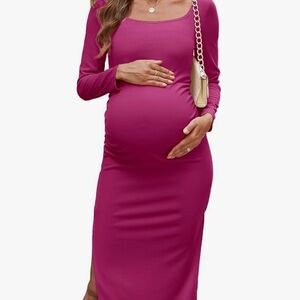 Long Sleeve Maternity Dress in Pink